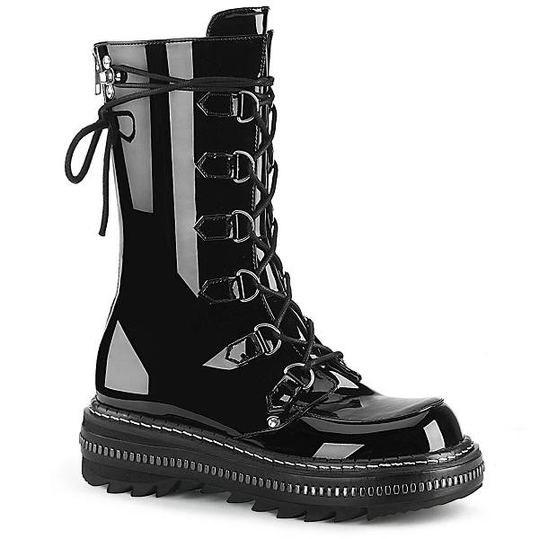 Demonia Women's Lilith-270 Platform Mid Calf Boots - Black Patent D5380-72US Clearance